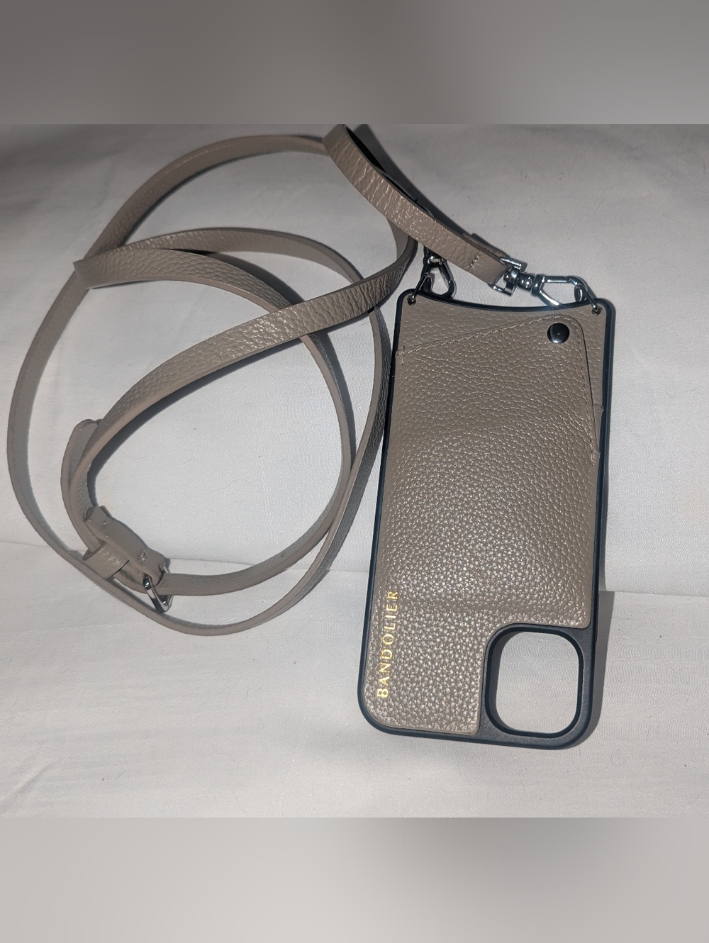 Bandolier Leather  Crossbody Phone Case And Expandable Pouch Set Mixed Neutrals.